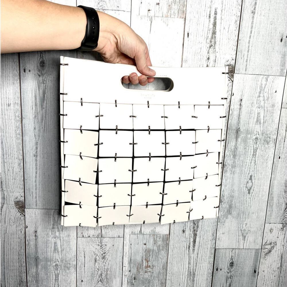Kate Spade White Geometric Patchwork Leather Tote Bag NEW Artsy Chic Capsule